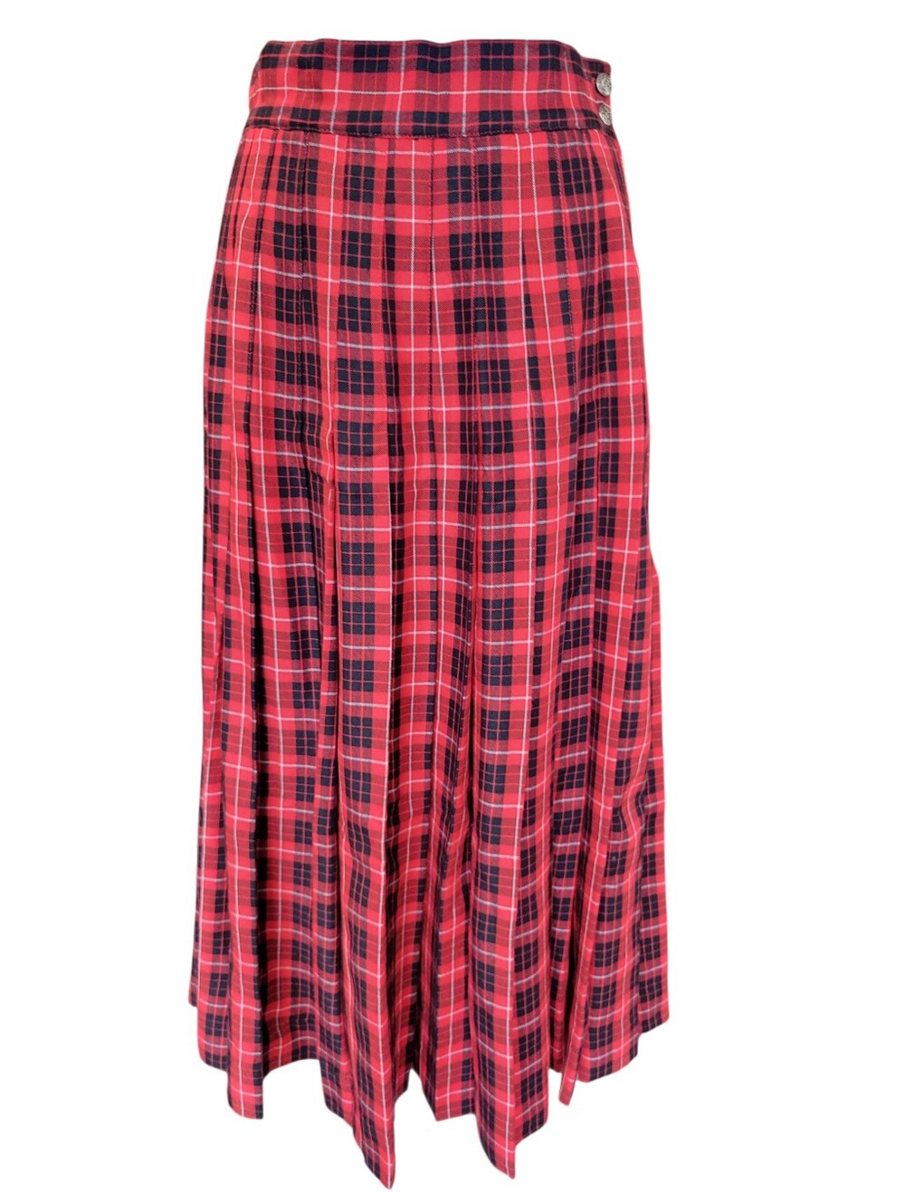 Vintage Chaus Red Plaid Pleated Maxi Skirt - Picture 2 of 9